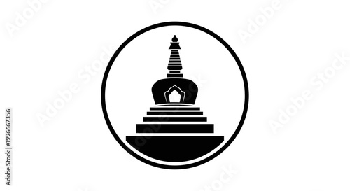 Buddhist Stupa Icon for Saga Dawa Festival Vector Illustration