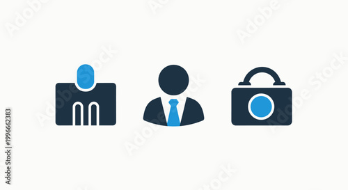 Corporate identification and security access icons set for professional environments with identification security corporate personnel professional identity authentication protection business