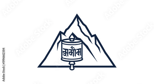 Saga Dawa Sikkim Festival Prayer Wheel and Mountain Vector Art