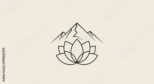 Buddhist Saga Dawa Festival Lotus and Mountain Vector Illustration