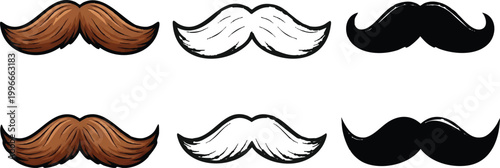 Variety of mustache styles a collection of facial hair designs in different colors