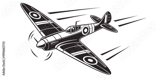 Foto a black and white drawing of a vintage fighter plane Vector