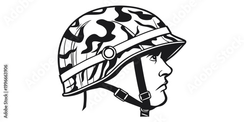 Bilde på lerret a military helmet with a camouflage pattern Vector
