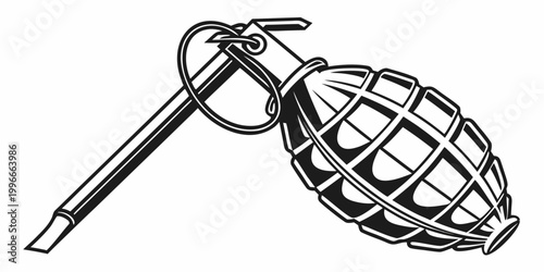 Foto a grenade with a long metal handle and pin Vector