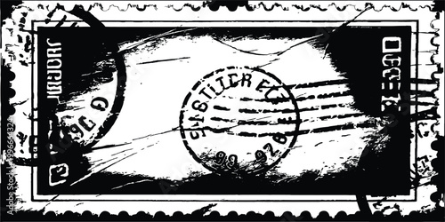 Vintage grunge blank postage stamp with cancellation marks and distressed texture isolated on white vector illustration.