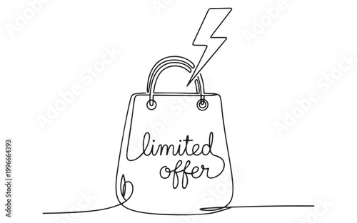 Limited offer shopping bag with lightning bolt illustration
