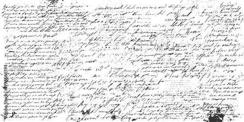 Abstract vintage grunge handwriting texture seamless background with illegible cursive script and old manuscript writing vector illustration.