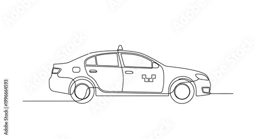Bild auf Leinwand Continuous line drawing of a taxi cab with open door, simple vector art
