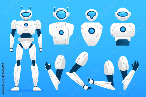 Futuristic Robot Character Creation Kit Vector