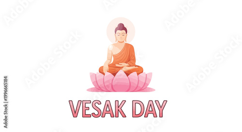 Buddha sitting on lotus flower for Vesak Day celebration
