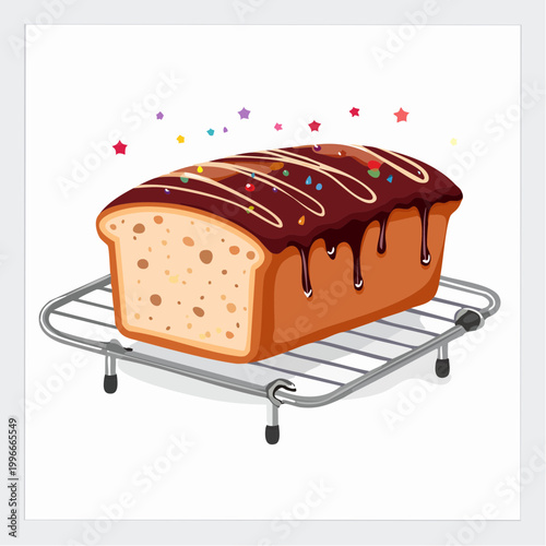 Chocolate Glazed Loaf Cake with Sprinkles on Cooling Rack