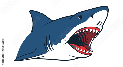 Cartoon shark head with open mouth.