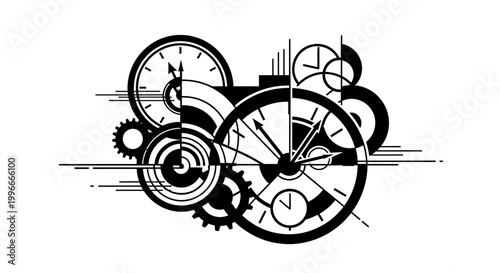 Clocks and Gears Time Concept.