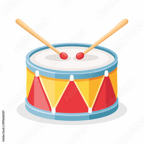 Cartoon Drum with Drumsticks