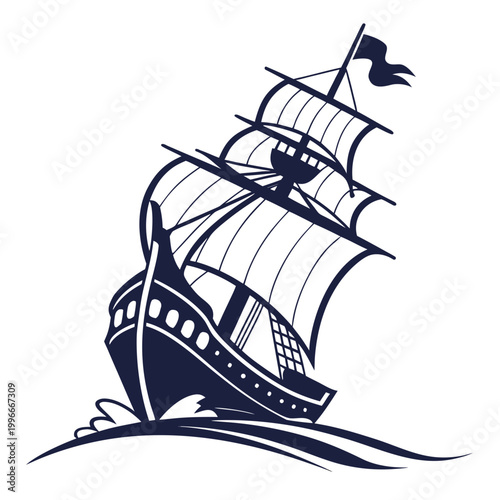 Fotografija a large sailing ship with multiple masts on the water Vector