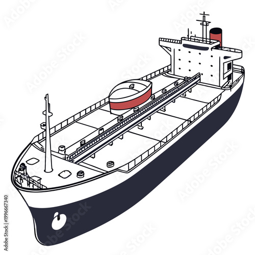 Tableau sur toile a large cargo ship with a red stripe on the deck Vector