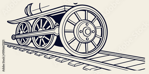 Bild auf Leinwand a vintage steam locomotive on train tracks Vector