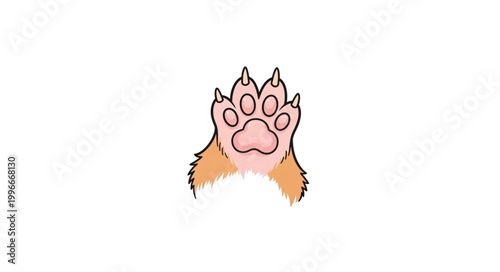Cute Dog Paw Print with Fur Detail.