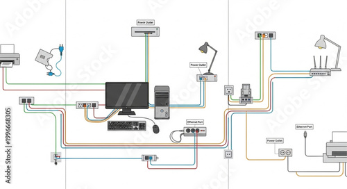 Computer network diagram illustrating connectivity and infrastructure.