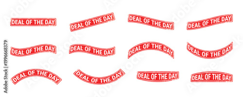 deal of the day red distressed rubber stamp banner set for sale promotion design