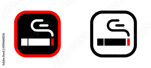 Smoking area sign glyph represents a prohibition or designated zone for smoking, presented in minimalist style on transparent background.