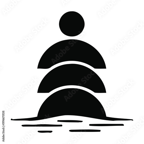 Black silhouette person meditating on water surface