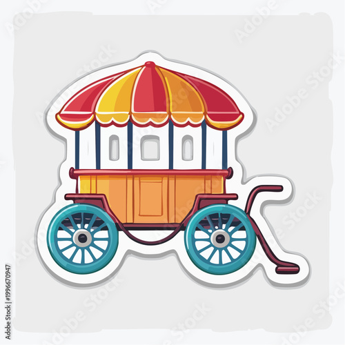 Colorful Circus Wagon with Striped Awning