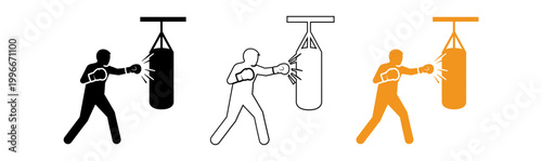 Silhouette of a boxer punching a heavy bag in a dynamic training scene