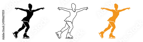Figure skater silhouette a dynamic orange illustration of athletic grace