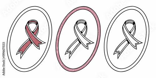 three awareness ribbons in oval shapes Vector