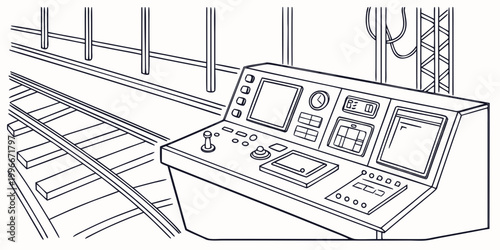 a control panel with buttons and screens Vector
