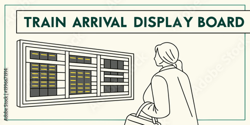 a person looking at a train arrival display board Vector