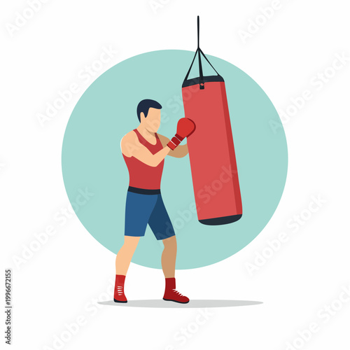 Boxer Training with Punching Bag