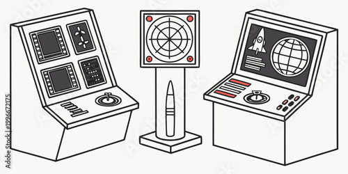 vintage arcade machines with controllers and screens Vector