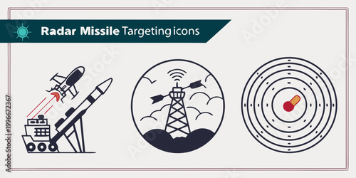 radar missile targeting system with tower and radar screen Vector