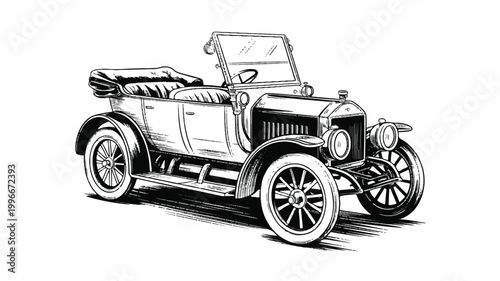 Vintage convertible car with open top and classic design elements