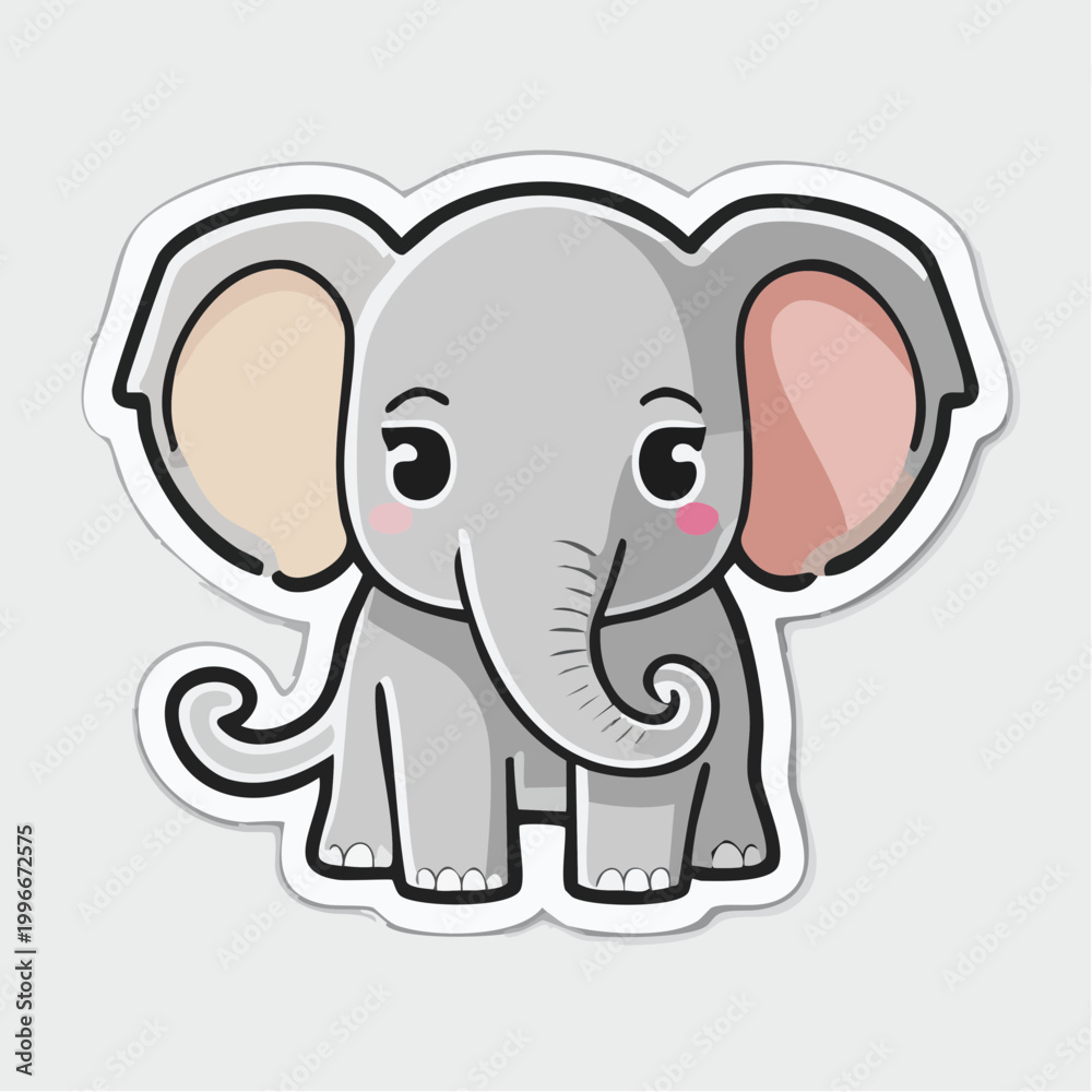 Fototapeta premium Cute Cartoon Elephant Sticker