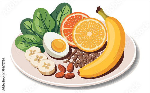 Fresh orange slices, mint leaves, and spices on white plate