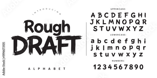 Rough Draft textured dry brush font display typeface for organic handmade brand and creative craft packaging