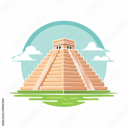 Chichen Itza Pyramid Illustration
