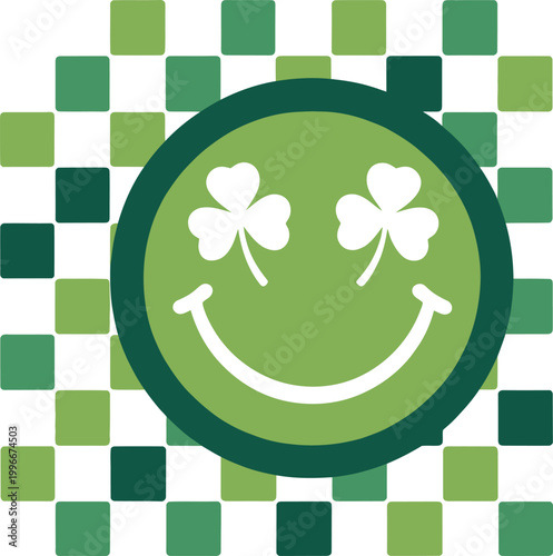Lucky clover smiley face icon a st patrick's day graphic