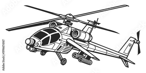 Cuadro en lienzo Military attack helicopter vector illustration with helicopter military aircraft