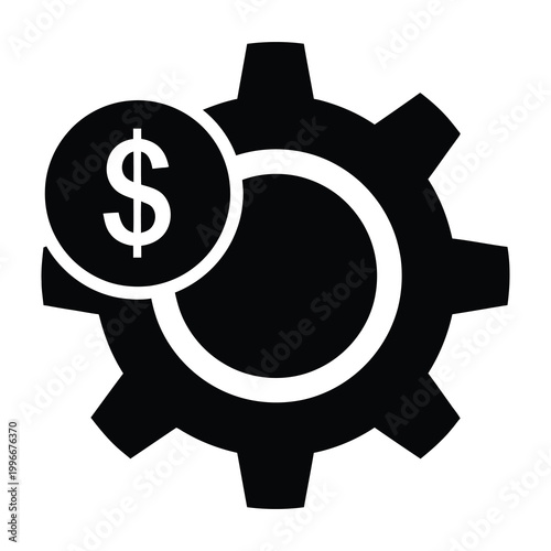 Gear with dollar sign symbol for finance and business concept