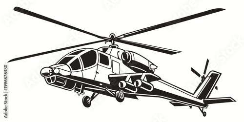 Tableau sur toile Front perspective view of a modern military attack helicopter gunship flying bla