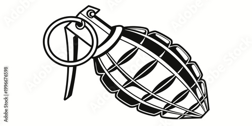 Fotografija Tactical fragmentation pineapple grenade with safety pin and ring illustration f