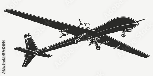 Billede på lærred Bottom view silhouette graphic of a high altitude long endurance surveillance dr