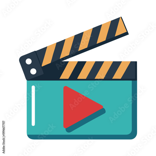 Movie clapper board vector icon illustration for film cinema and video production industry