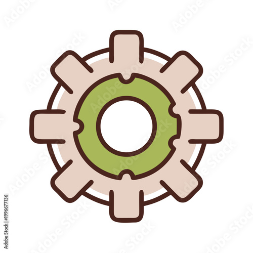 Hand holding gear icon representing mechanical machine technology business engineering concept