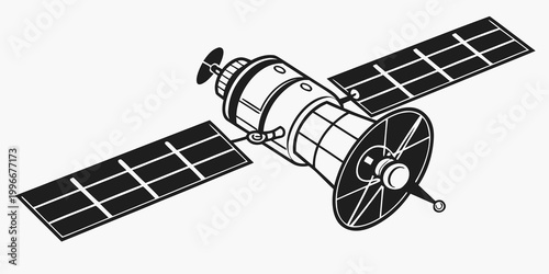 Orbital space satellite communication device graphic with satellite technology communication exploration telecommunication spacecraft transmission connection engineering astronomy universe
