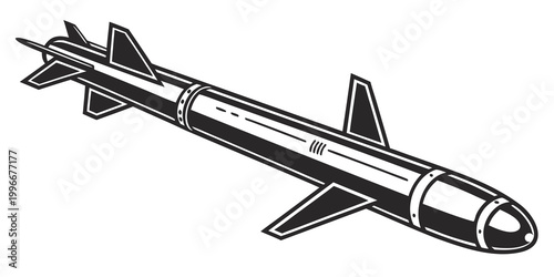 Guided military missile weapon system illustration with military ballistic tactical projectile weaponry firepower technology aerospace conflict strategic illustration isolated propulsion